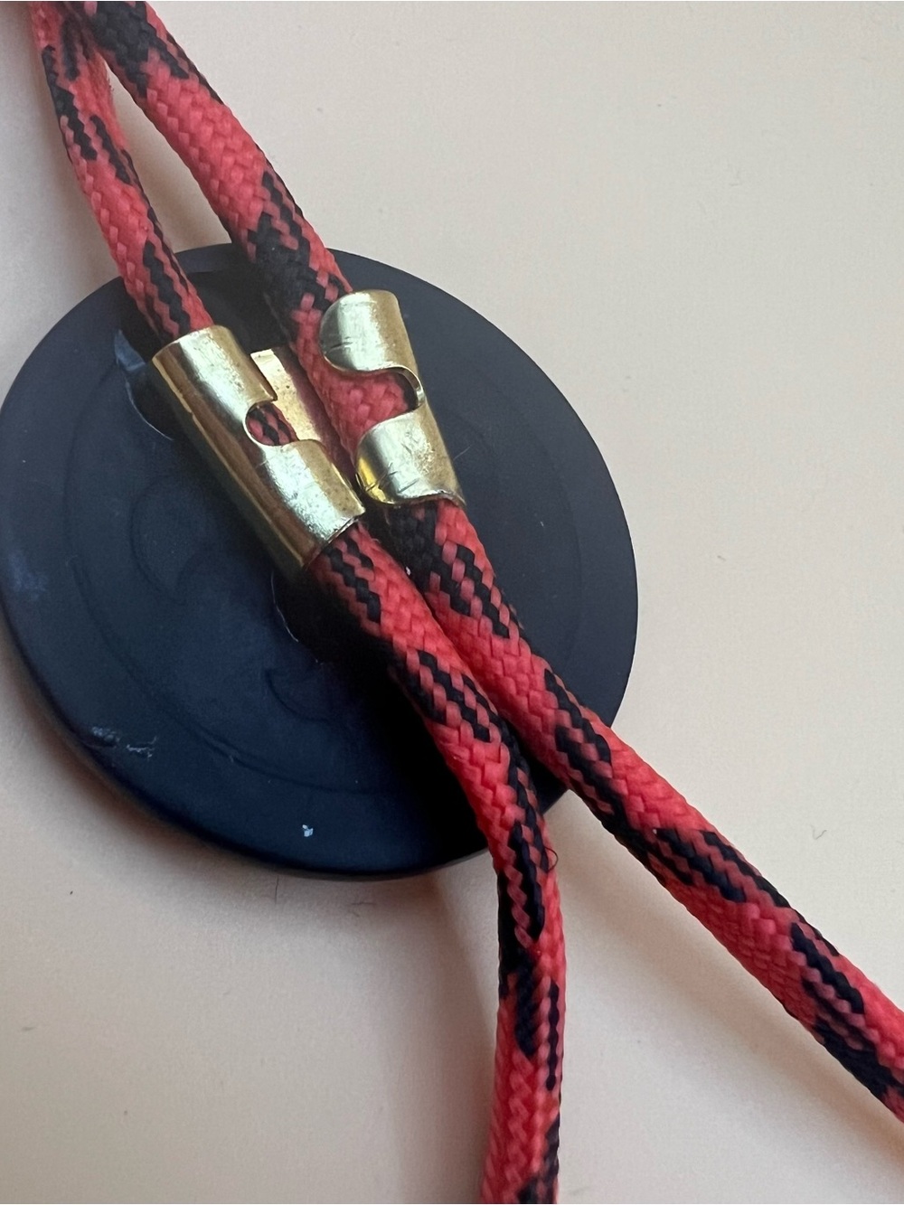Red and Black Bolo Tie with 8-Ball Accent - Picture 4 of 4